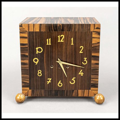 Bauhaus Wood and Brass - Art Deco Mantel Clocks