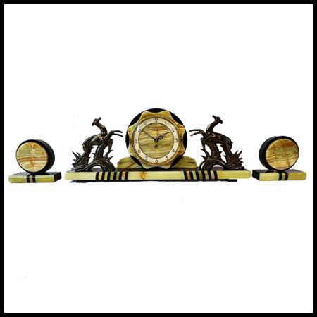 1930 Marble And Metal - Art Deco Mantel Clocks