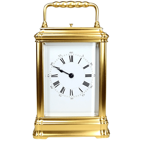 one of the many antique carriage clocks by Jacot
